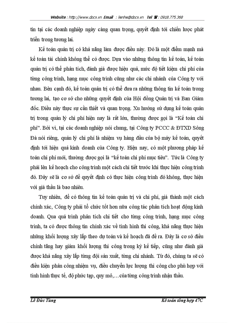 image for page Nâng cao hiệu quả hoạt động của công tá kế toán tập hợp chi phí và tính giá thành tại Công ty cổ phần PCCC và đầu tư xây dựng Sông Đà