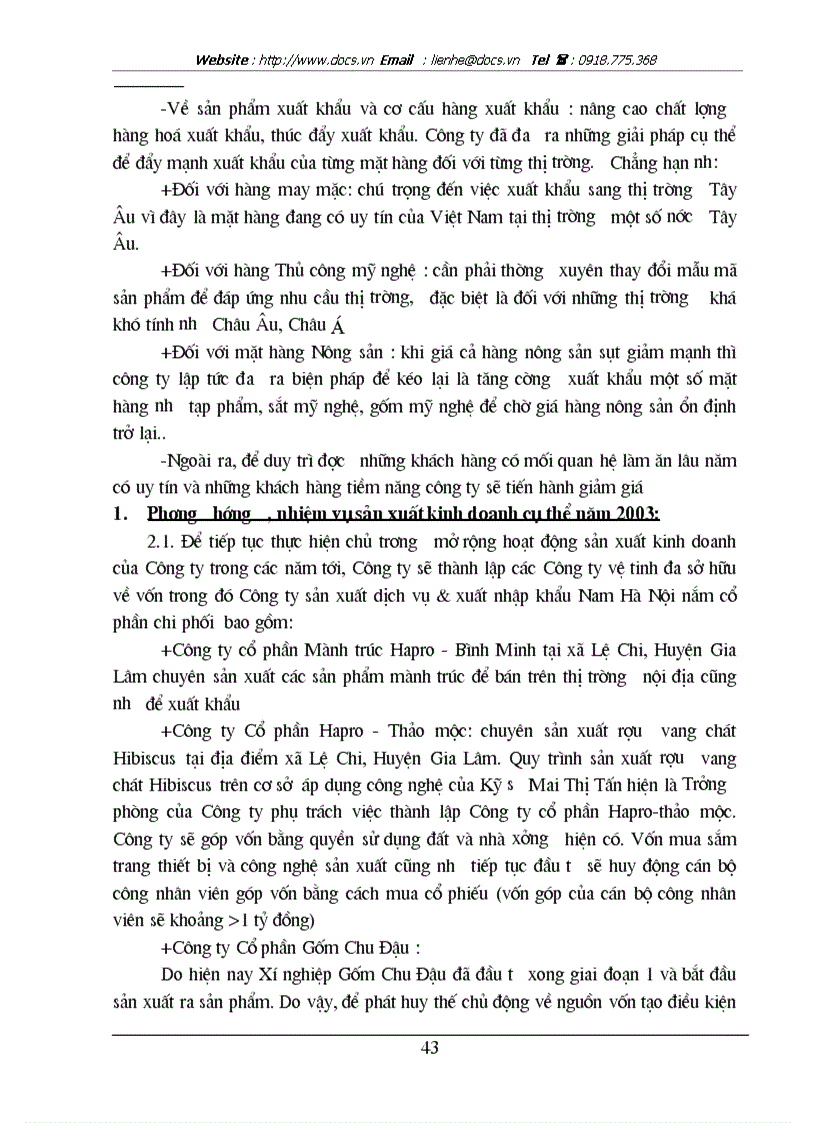 image for page Tại Công ty sản xuất dịch vụ và XNK Nam Hà Nội Haprosimex