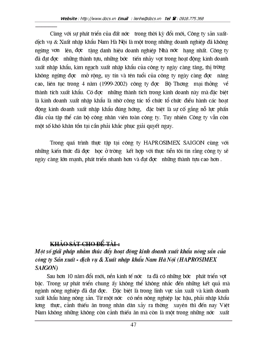 image for page Tại Công ty sản xuất dịch vụ và XNK Nam Hà Nội Haprosimex