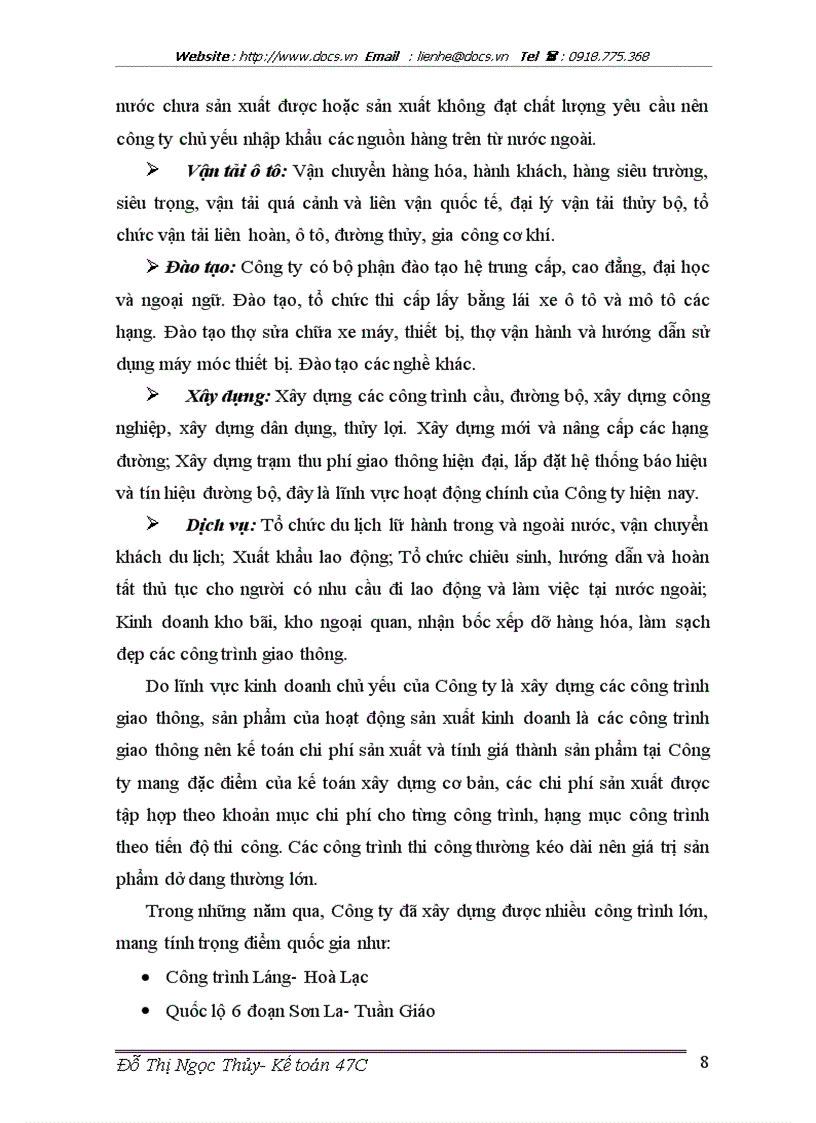 image for page Hoàn thiện kế toán chi phí sản xuất và tính giá thành sản phẩm xây lắp tại Công ty Vận tải và Xây dựng TRANCO