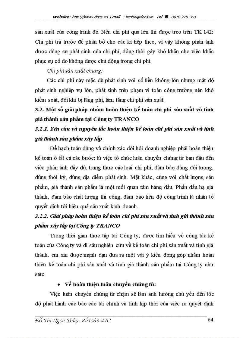 image for page Hoàn thiện kế toán chi phí sản xuất và tính giá thành sản phẩm xây lắp tại Công ty Vận tải và Xây dựng TRANCO