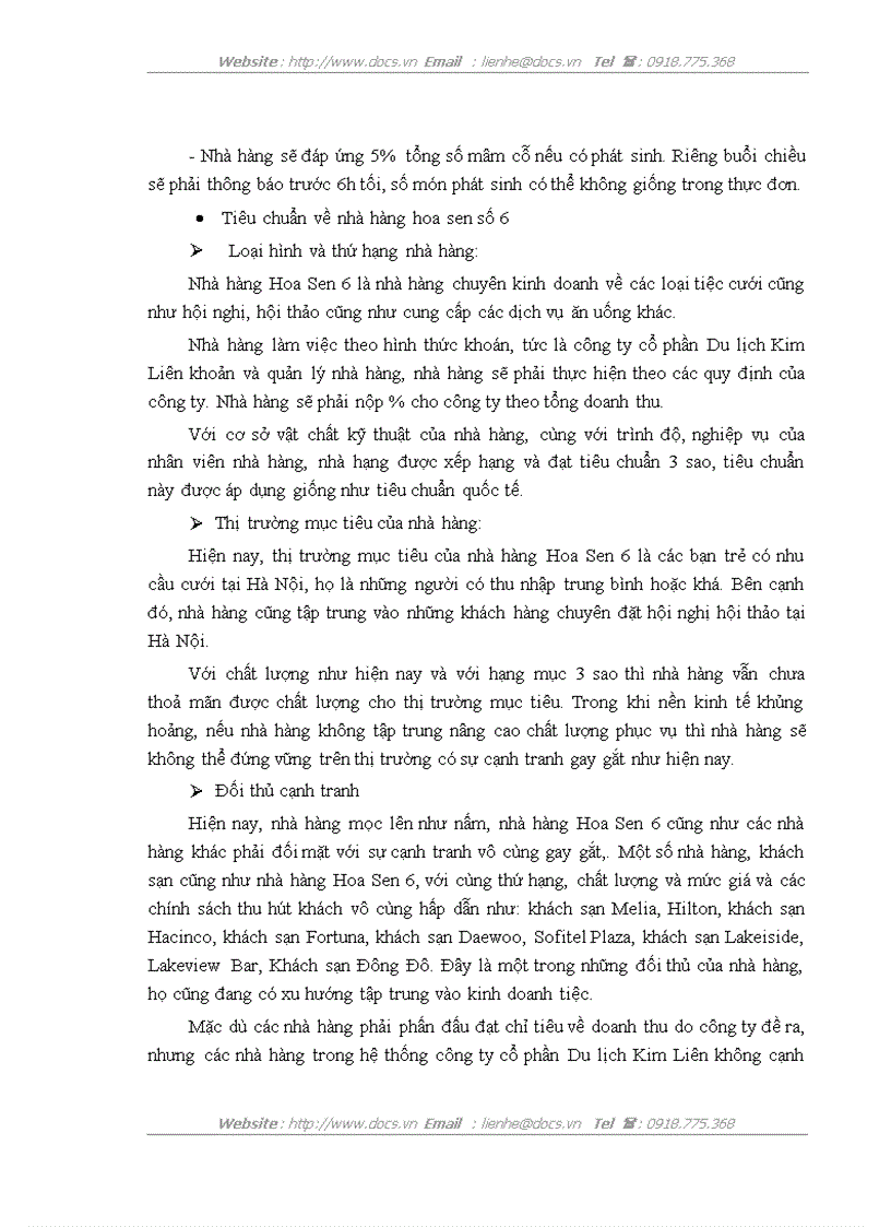 image for page Biện pháp thu hút khách trong kinh doanh tiệc tại nhà hàng hoa sen 6 thuộc công ty cổ phần du lịch Kim Liên