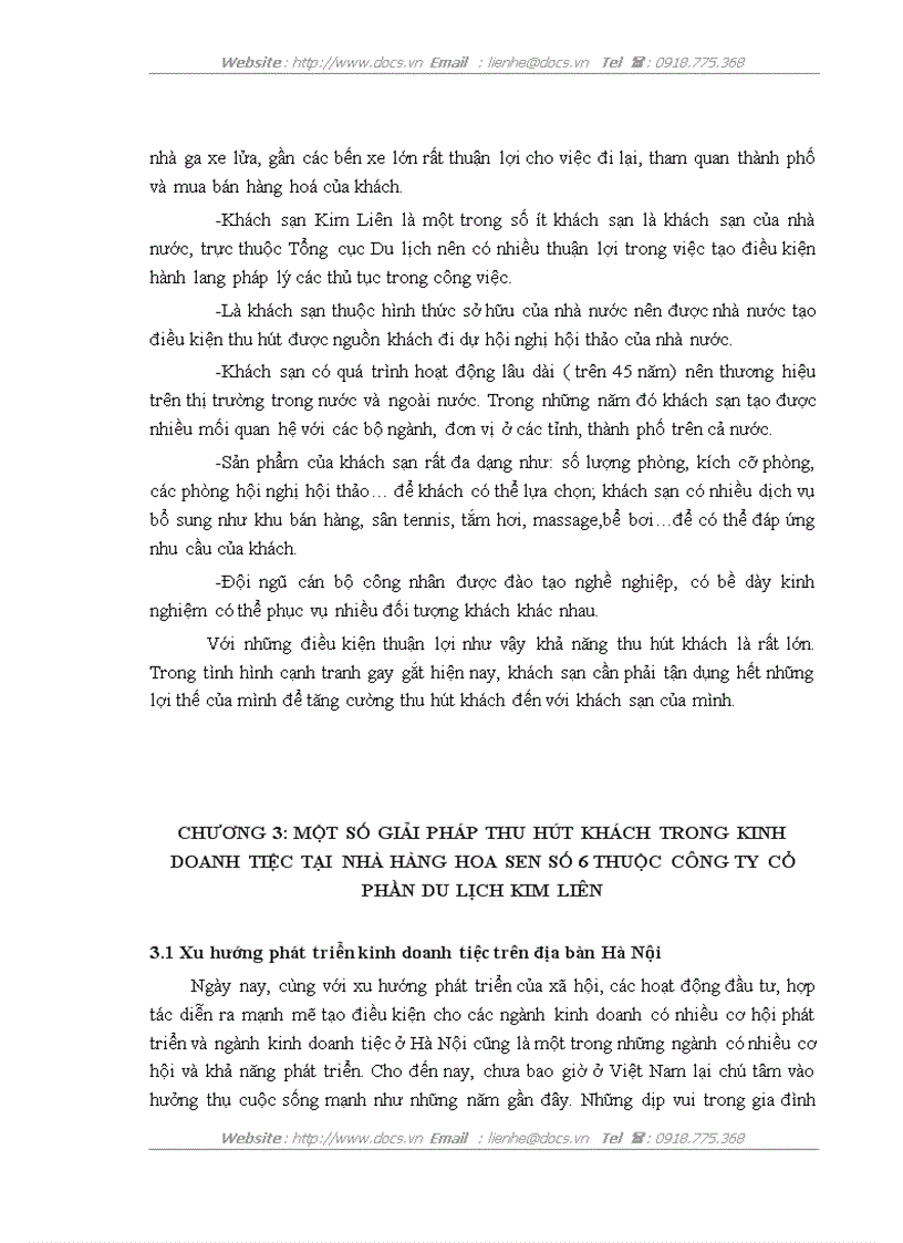 image for page Biện pháp thu hút khách trong kinh doanh tiệc tại nhà hàng hoa sen 6 thuộc công ty cổ phần du lịch Kim Liên