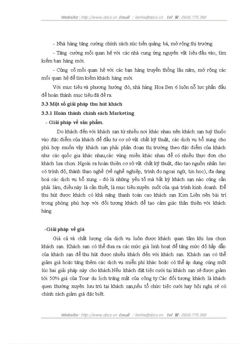 image for page Biện pháp thu hút khách trong kinh doanh tiệc tại nhà hàng hoa sen 6 thuộc công ty cổ phần du lịch Kim Liên