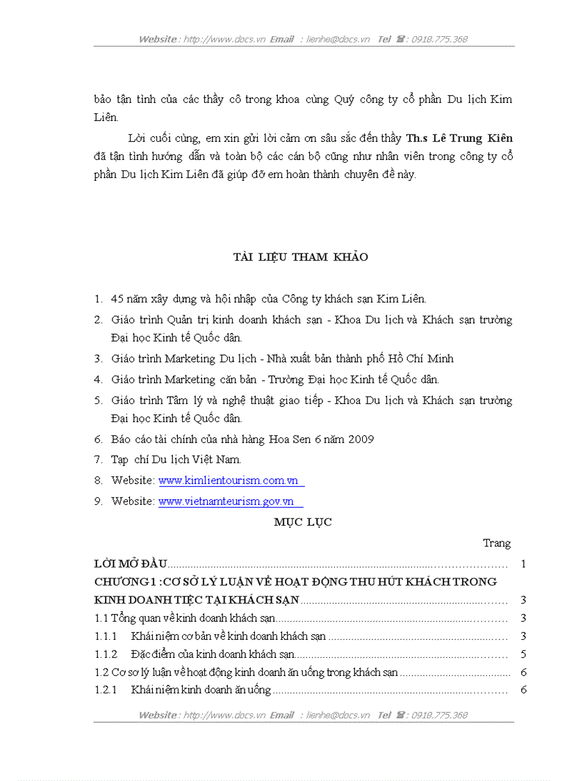 image for page Biện pháp thu hút khách trong kinh doanh tiệc tại nhà hàng hoa sen 6 thuộc công ty cổ phần du lịch Kim Liên