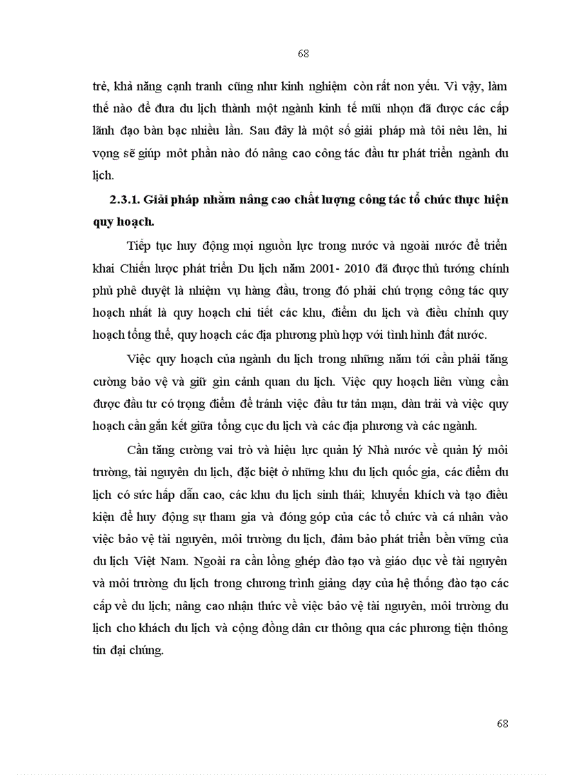image for page Một số giải pháp nâng cao hiệu quả đầu tư phát triển du lịch năm 2001 2010
