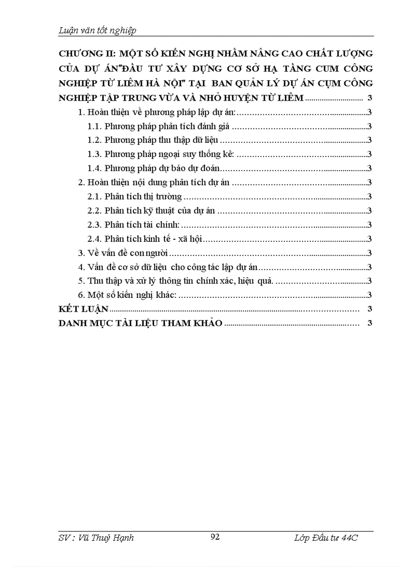 image for page Phân tích dự án đầu tư xây dựng cơ sở hạ tầng cụm công nghiệp tập trung vừa và nhỏ huyện Từ Liêm