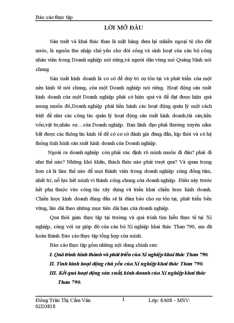 image for page Phân tích hoạt động sản xuất kinh doanh của Xí nghiệp khai thác Than 790