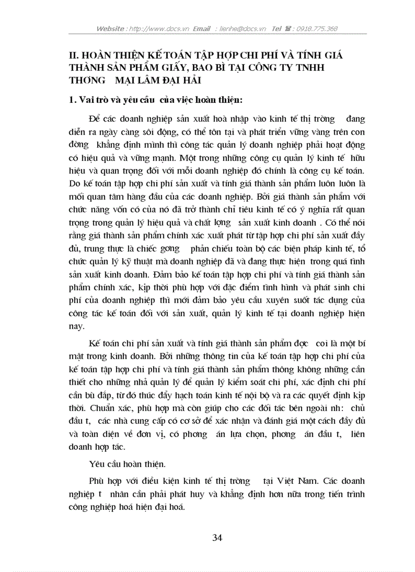 image for page Tổ chức công tác kế toán tập hợp chi phí sản xuất và tính giá thành sản phẩm ở công ty TNHH Thương mại Lâm Đại Hải