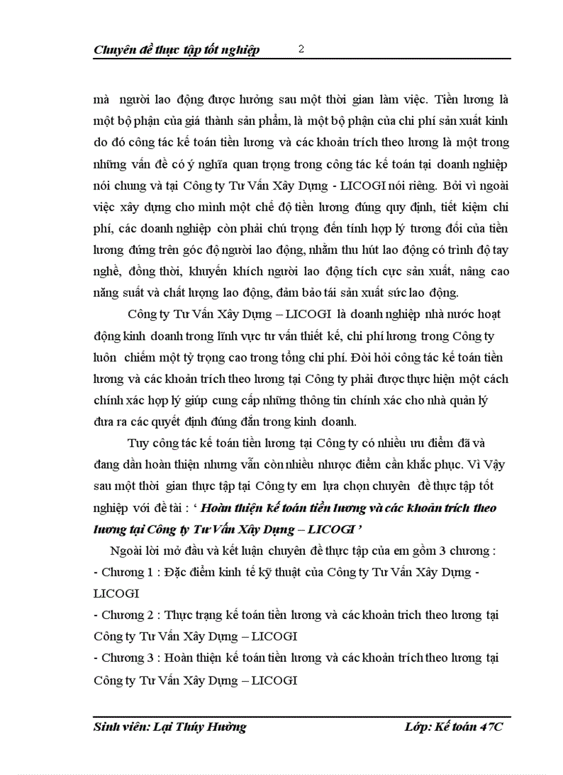 image for page Hoàn thiện kế toán tiền lương và các khoản trích theo lương tại công ty tư vấn xây dựng licogi