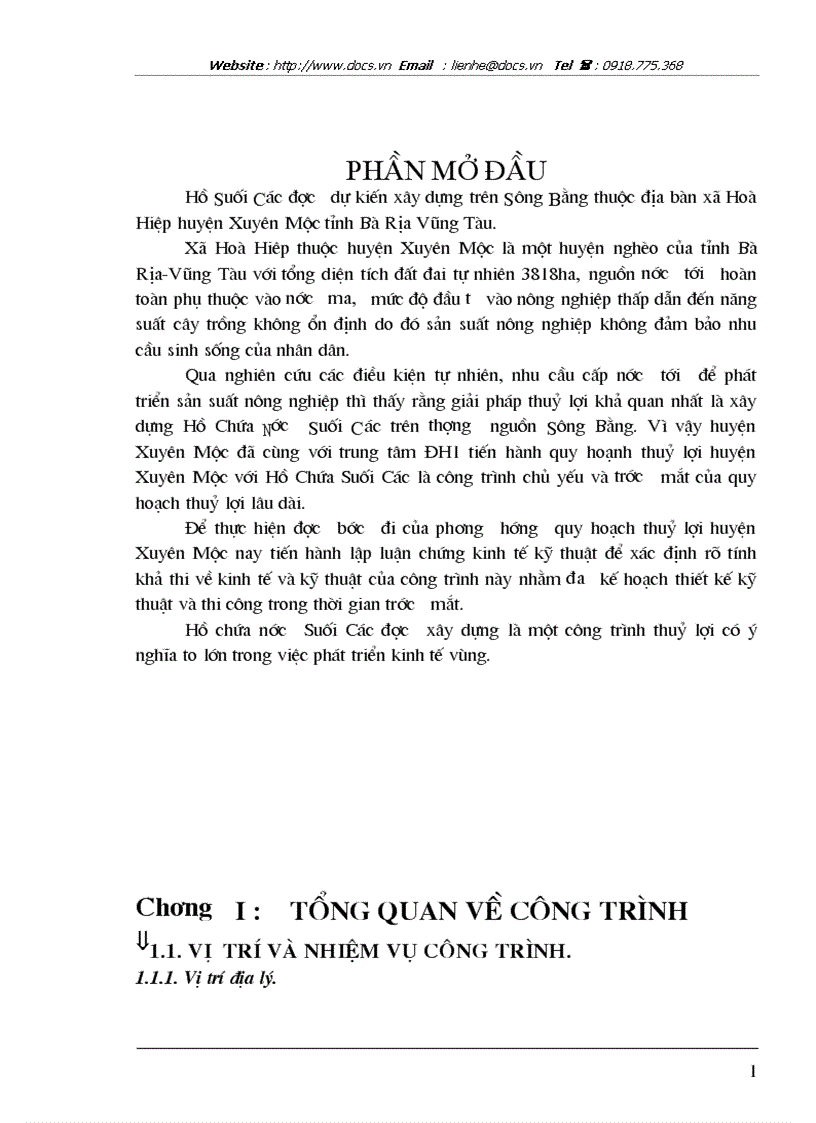 image for page Thiết kế hồ chứa Suối Các tỉnh Bà Rịa Vũng Tàu