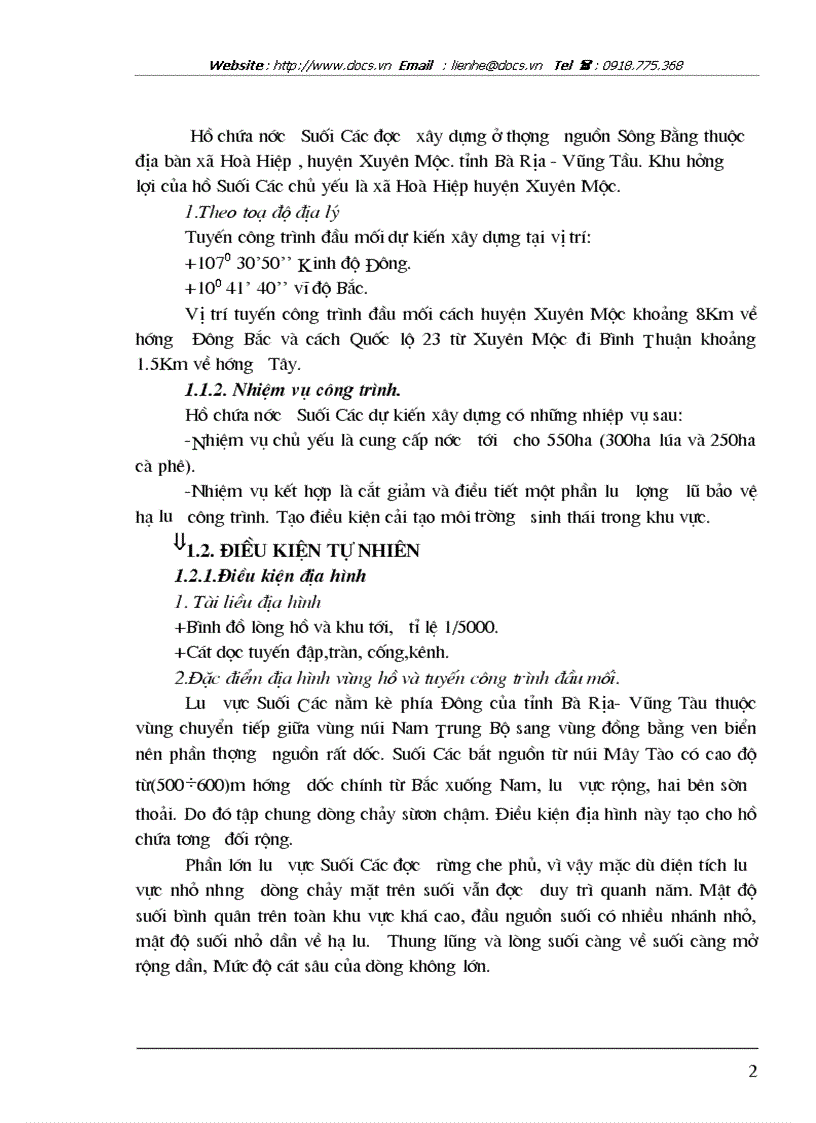 image for page Thiết kế hồ chứa Suối Các tỉnh Bà Rịa Vũng Tàu