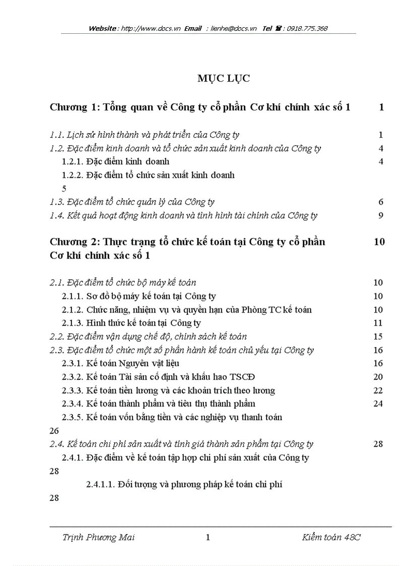 image for page Thực trạng tổ chức kế toán tại Công ty CP Cơ khí chính xác số 1 lt kiến tập gt
