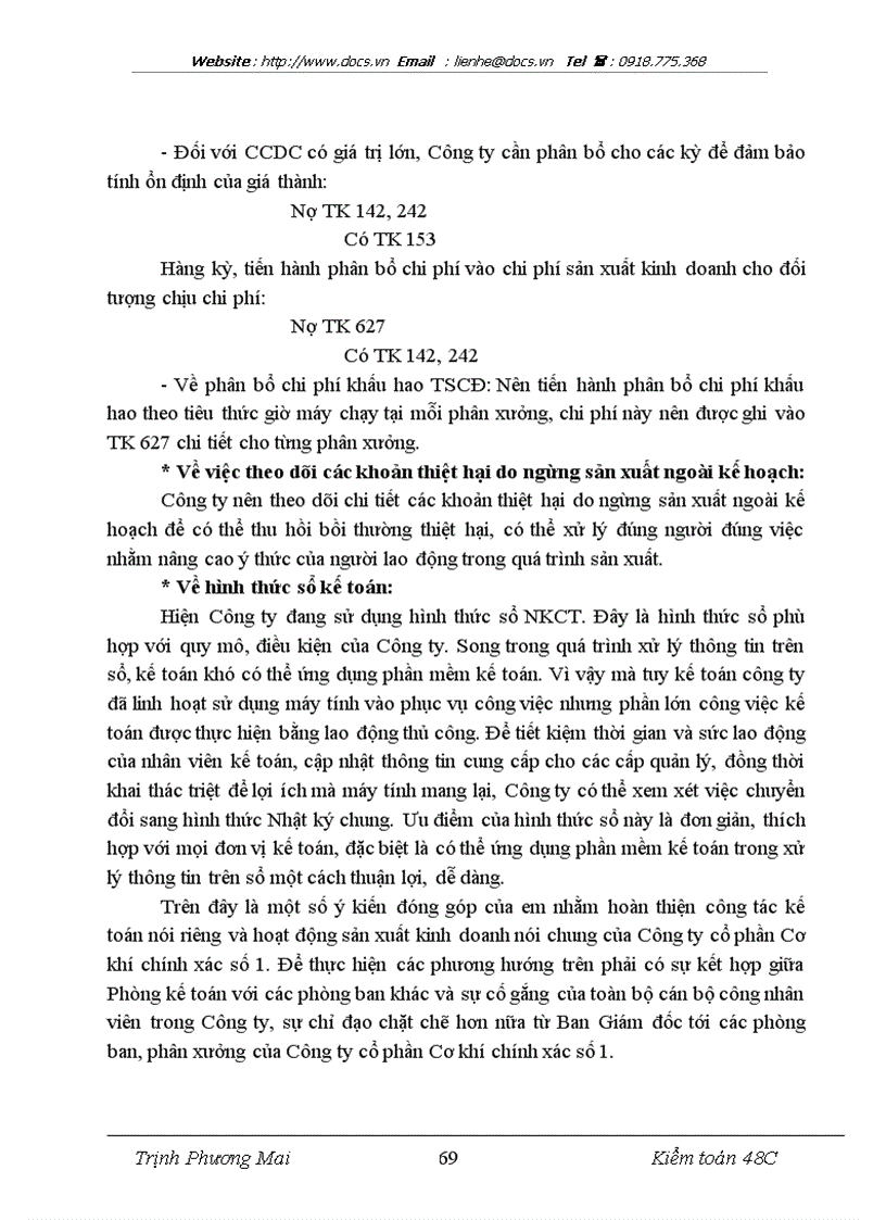 image for page Thực trạng tổ chức kế toán tại Công ty CP Cơ khí chính xác số 1 lt kiến tập gt