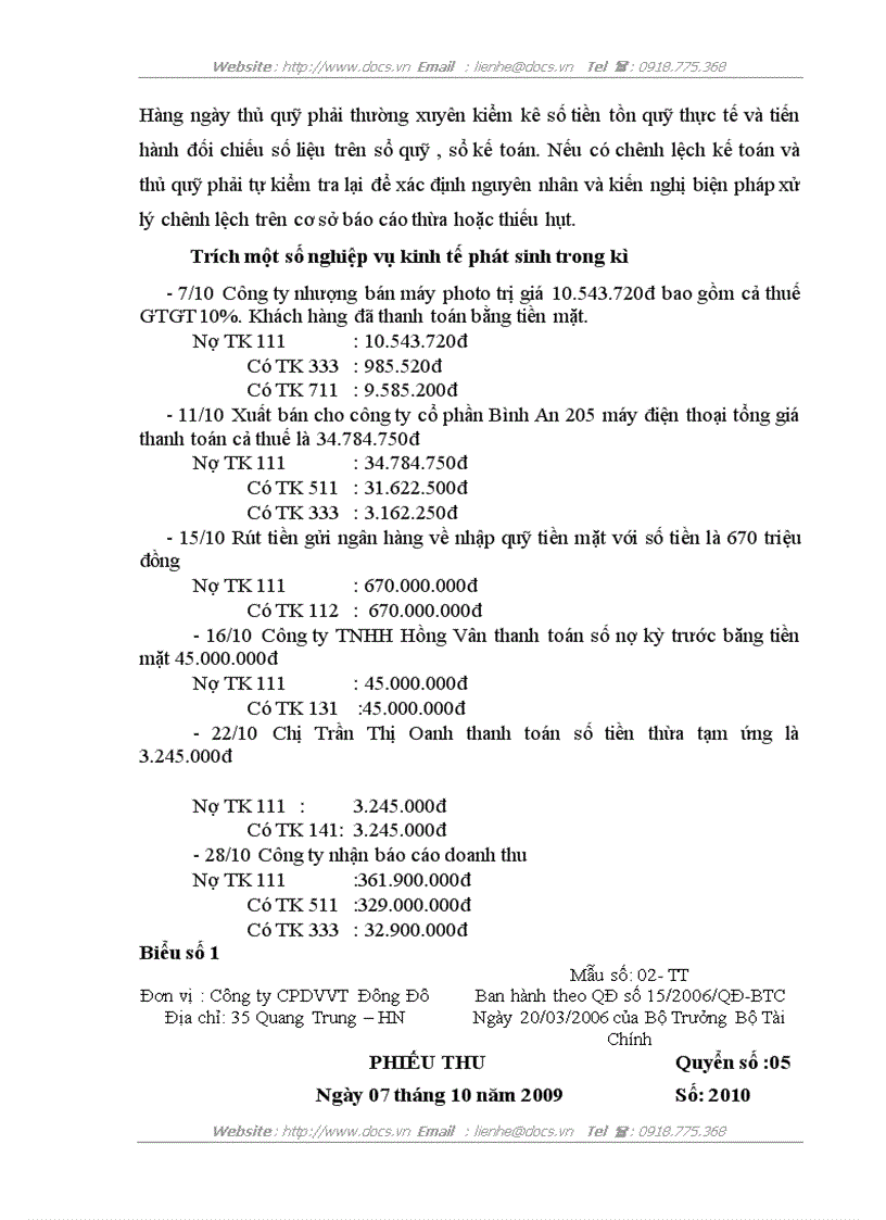 image for page Kế toán vốn bằng tiền tại công ty cổ phần dịch vụ viễn thông Đông Đô