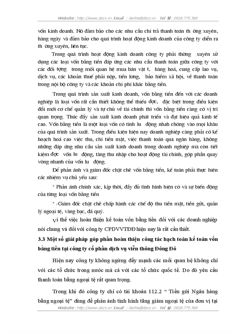 image for page Kế toán vốn bằng tiền tại công ty cổ phần dịch vụ viễn thông Đông Đô