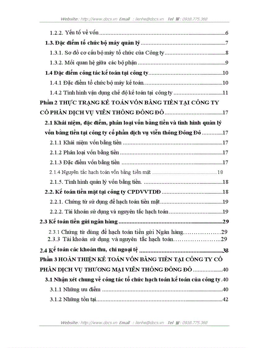 image for page Kế toán vốn bằng tiền tại công ty cổ phần dịch vụ viễn thông Đông Đô
