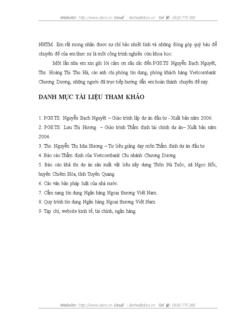 image for page Thẩm định tài chính dự án đầu tư cho vay vốn tại ngân hàng Thương mại cổ phần Ngoại thương Việt Nam chi nhánh Chương Dương