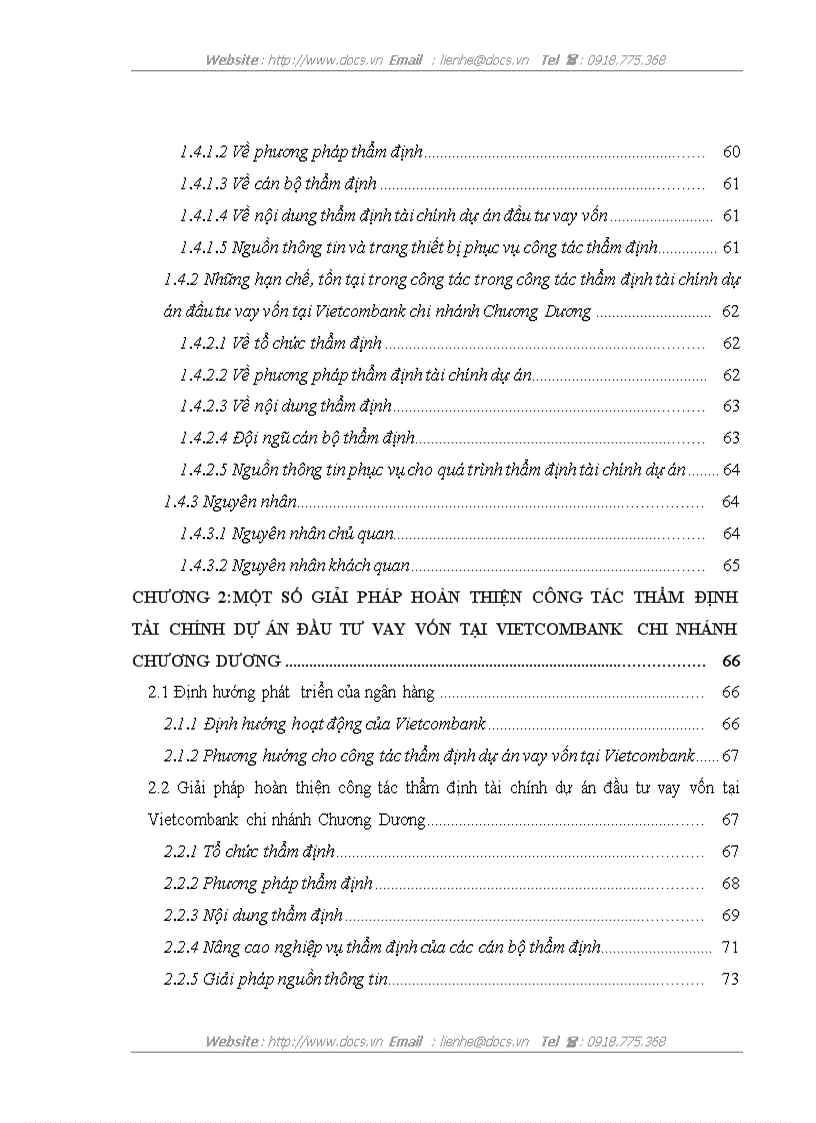 image for page Thẩm định tài chính dự án đầu tư cho vay vốn tại ngân hàng Thương mại cổ phần Ngoại thương Việt Nam chi nhánh Chương Dương