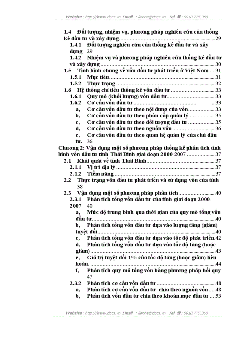 image for page Vận dụng một số phương pháp thống kê phân tích tình hình vốn đầu tư thực hiện của tỉnh Thái Bình trong giai đoạn 2000 2007