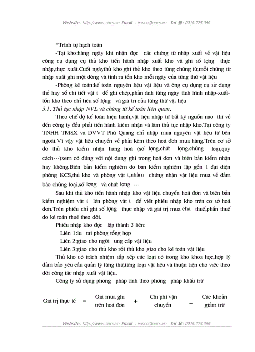 image for page Tổ chức công tác kế toán nguyên vật liệu và công cụ dụng cụ tại công ty TNHH thương mại sản xuất và dịch vụ vận tải Phú Quang