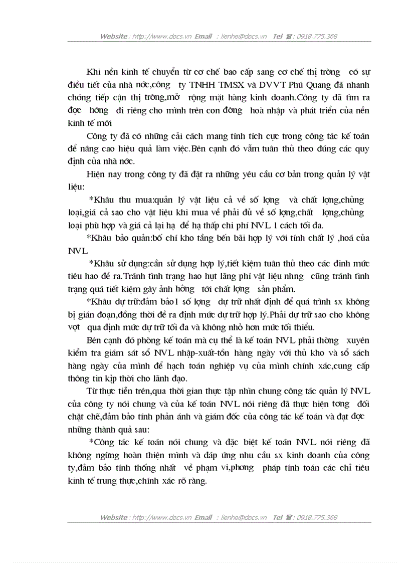 image for page Tổ chức công tác kế toán nguyên vật liệu và công cụ dụng cụ tại công ty TNHH thương mại sản xuất và dịch vụ vận tải Phú Quang