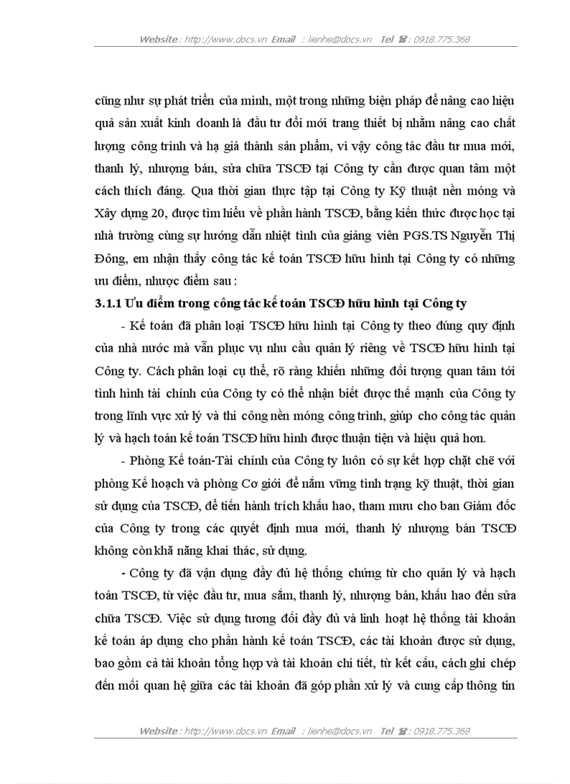 image for page Hoàn thiện kế toán tài sản cố định hữu hình với việc nâng cao hiệu quả sử dụng tài sản cố định hữu hình tại công ty Kỹ thuật nền móng và xây dựng 20