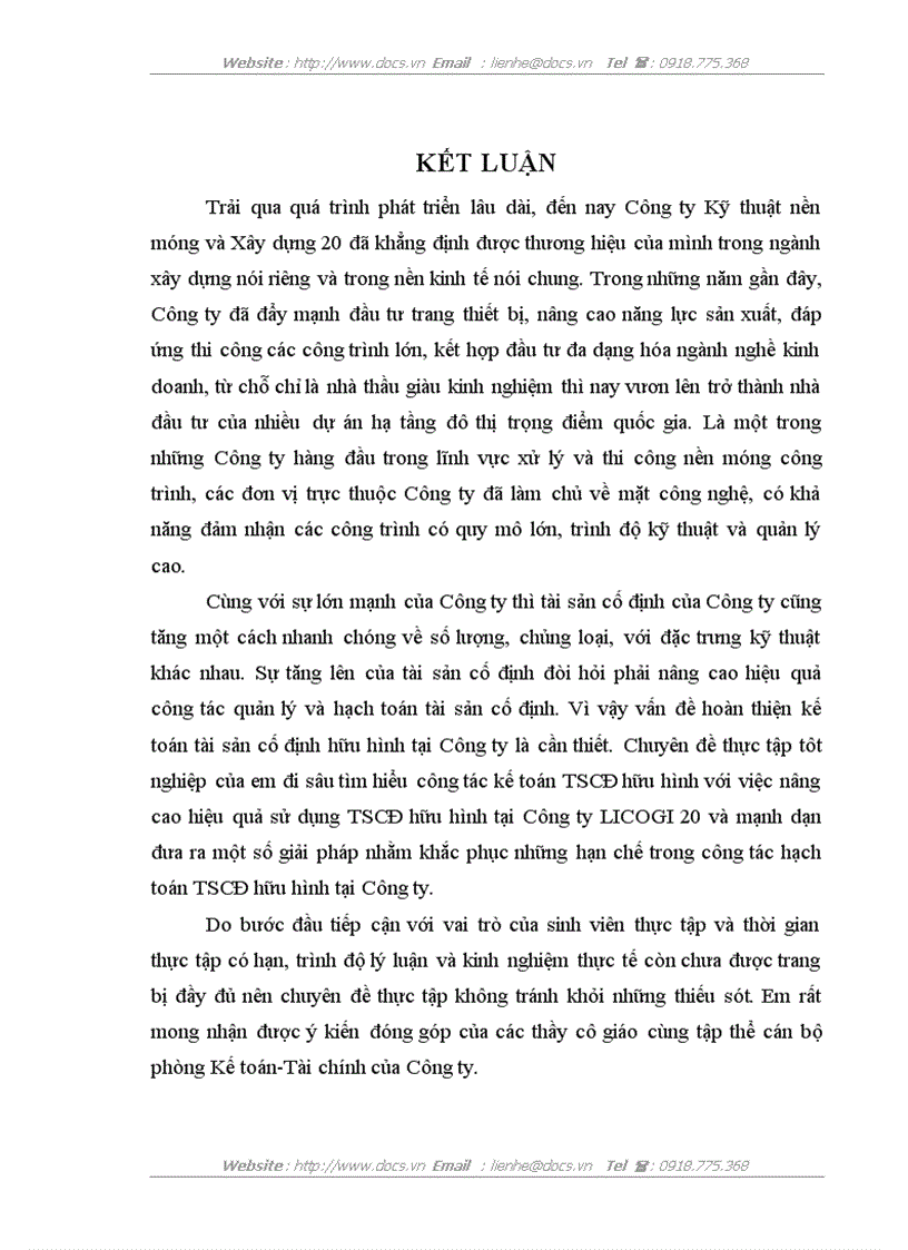image for page Hoàn thiện kế toán tài sản cố định hữu hình với việc nâng cao hiệu quả sử dụng tài sản cố định hữu hình tại công ty Kỹ thuật nền móng và xây dựng 20