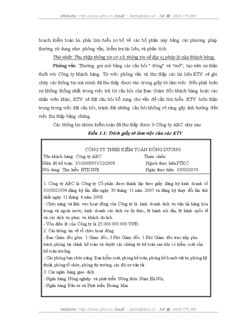 image for page Vận dụng các kỹ thuật thu thập bằng chứng kiểm toán trong kiểm toán BCTC do công ty TNHH Kiểm toán Đông Dương thực hiện