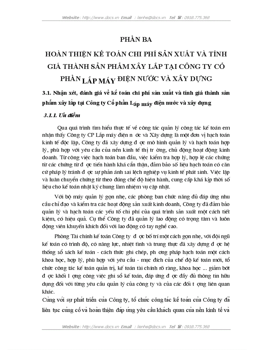 image for page Kế toán chi phí sản xuất và tính giá thành sản phẩm xây lắp ở Công ty cổ phần Lắp máy điện nước và Xây dựng