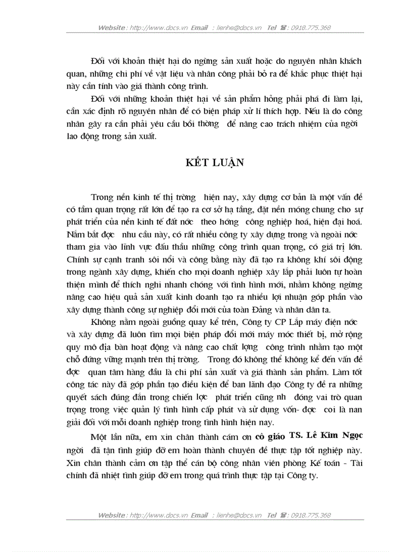 image for page Kế toán chi phí sản xuất và tính giá thành sản phẩm xây lắp ở Công ty cổ phần Lắp máy điện nước và Xây dựng