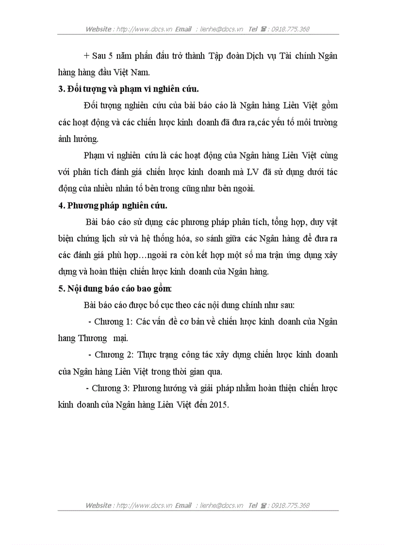 Một số giải pháp nhằm hoàn thiện chiến lược kinh doanh của Ngân hàng Liên Việt đến năm 2015