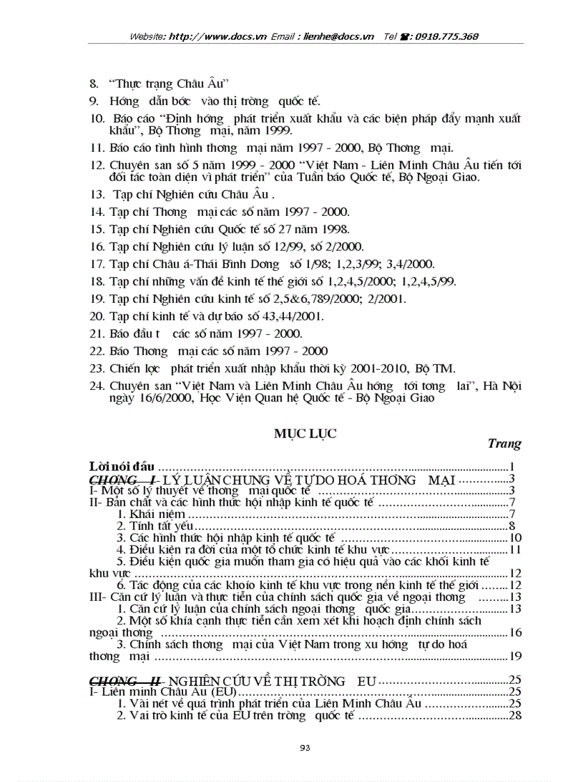 image for page Tự do hoá trong EU và khả năng thâm nhập thị trường EU của hàng hoá Việt Nam