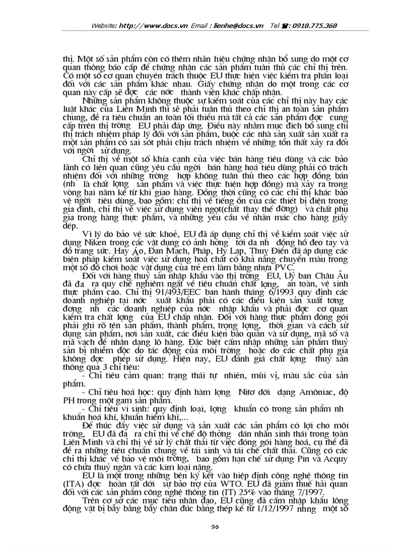 image for page Tự do hoá trong EU và khả năng thâm nhập thị trường EU của hàng hoá Việt Nam