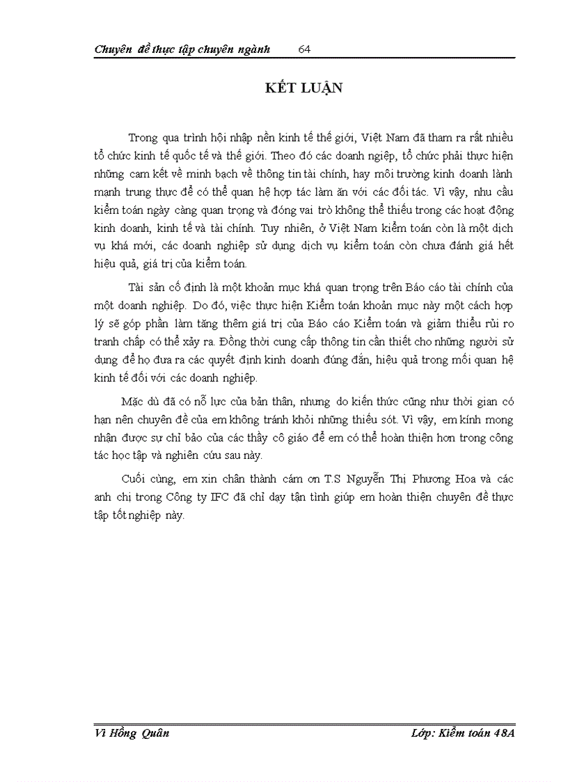 image for page Quy trình kiểm toán khoản mục Tài sản cố định trong kiểm toán báo cáo tài chính do Công ty TNHH kiểm toán và tư vấn tài chính quốc tế IFC thực hiện