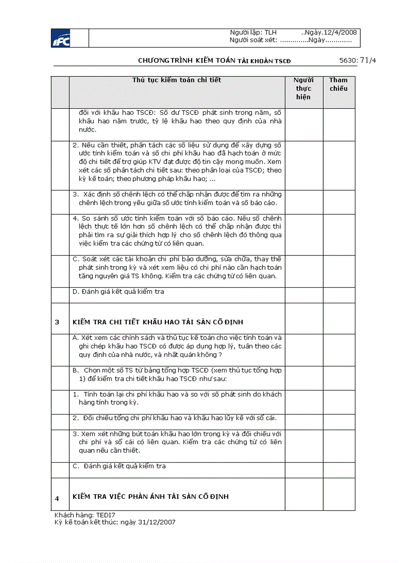 image for page Quy trình kiểm toán khoản mục Tài sản cố định trong kiểm toán báo cáo tài chính do Công ty TNHH kiểm toán và tư vấn tài chính quốc tế IFC thực hiện