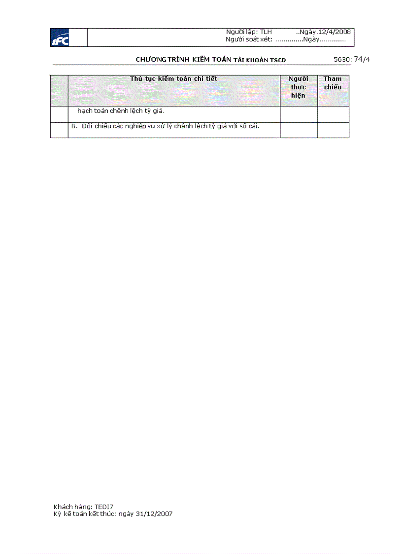 image for page Quy trình kiểm toán khoản mục Tài sản cố định trong kiểm toán báo cáo tài chính do Công ty TNHH kiểm toán và tư vấn tài chính quốc tế IFC thực hiện