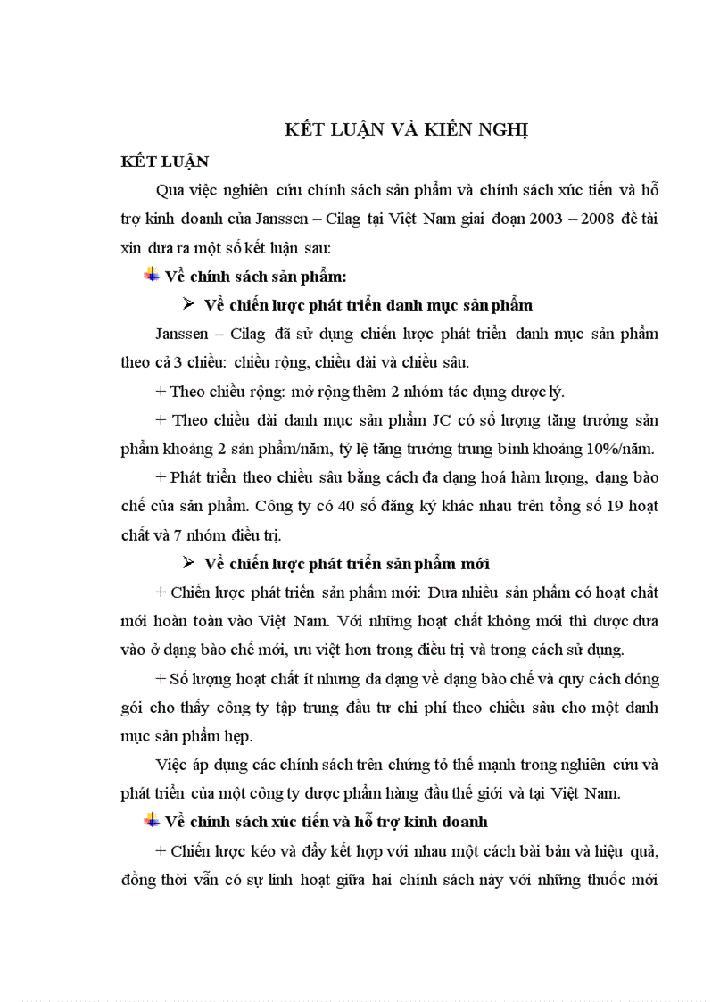 image for page Nghiên cứu sự vận dụng chính sách sản phẩm và chính sách xúc tiến hỗ trợ kinh doanh của công ty dược phẩm Janssen Cilag tại Việt Nam giai đoạn 2003