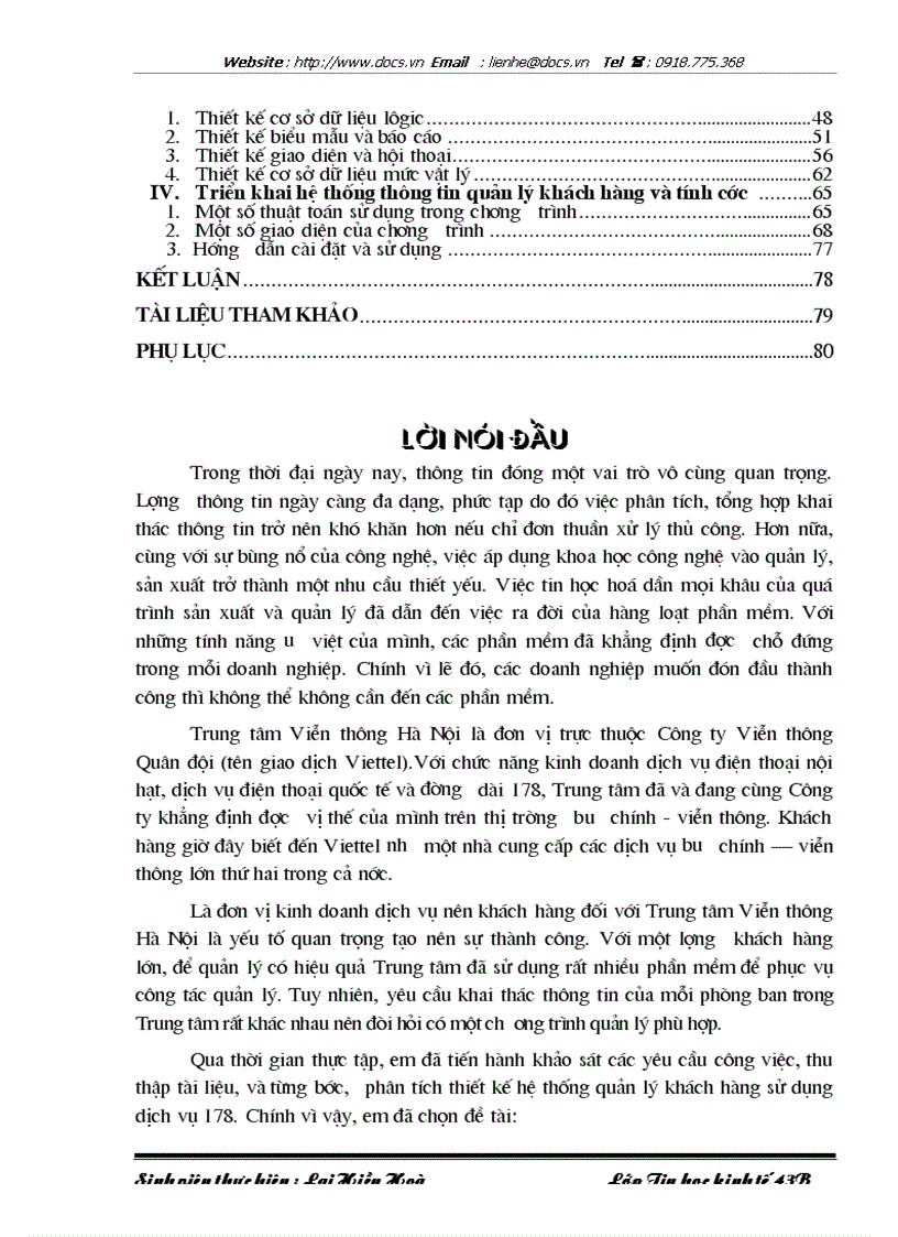 image for page Xây dựng hệ thống thông tin quản lý khách hàng và tính cước dịch vụ 178 tại Trung tâm Viễn thông Hà Nội Công ty Viễn thông Quân đội Viettel