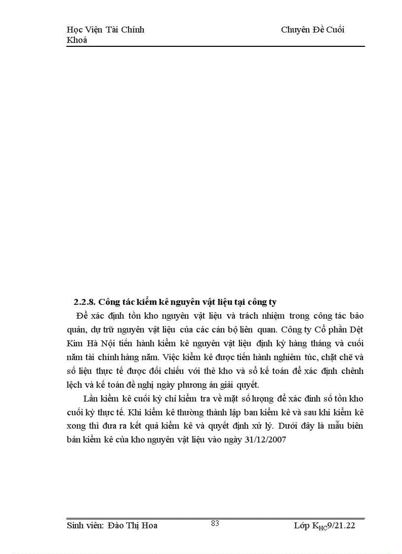 image for page Hoàn thiện công tác kế toán nguyên vật liệu tại Công ty Cổ phần Dệt Kim Hà Nội