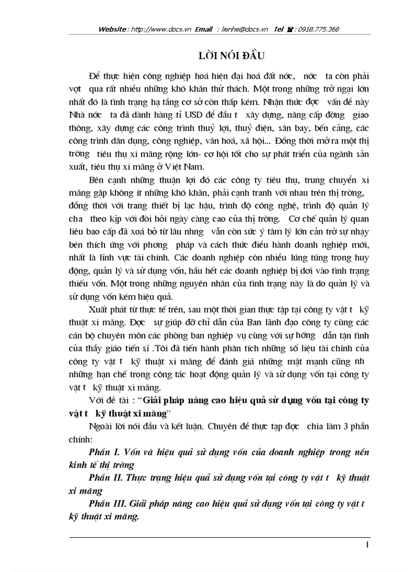 image for page Giải pháp nâng cao hiệu quả sử dụng vốn tại Công ty vật tư kỹ thuật xi măng