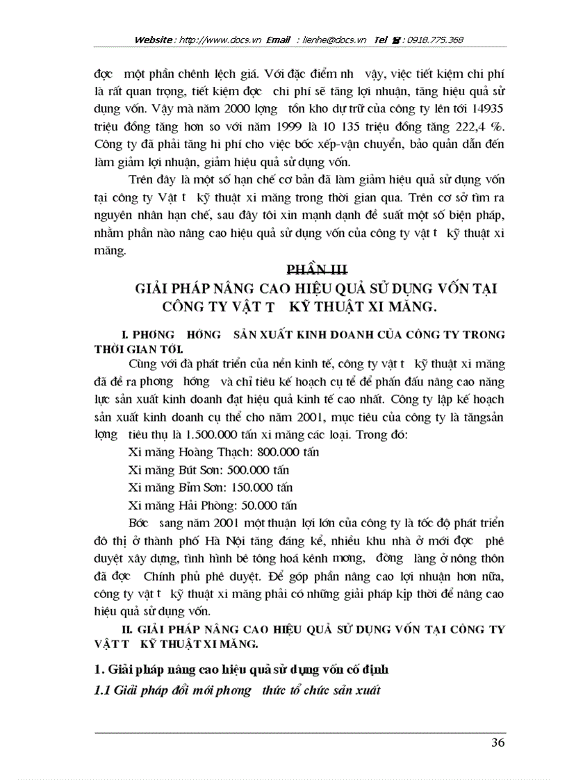 image for page Giải pháp nâng cao hiệu quả sử dụng vốn tại Công ty vật tư kỹ thuật xi măng