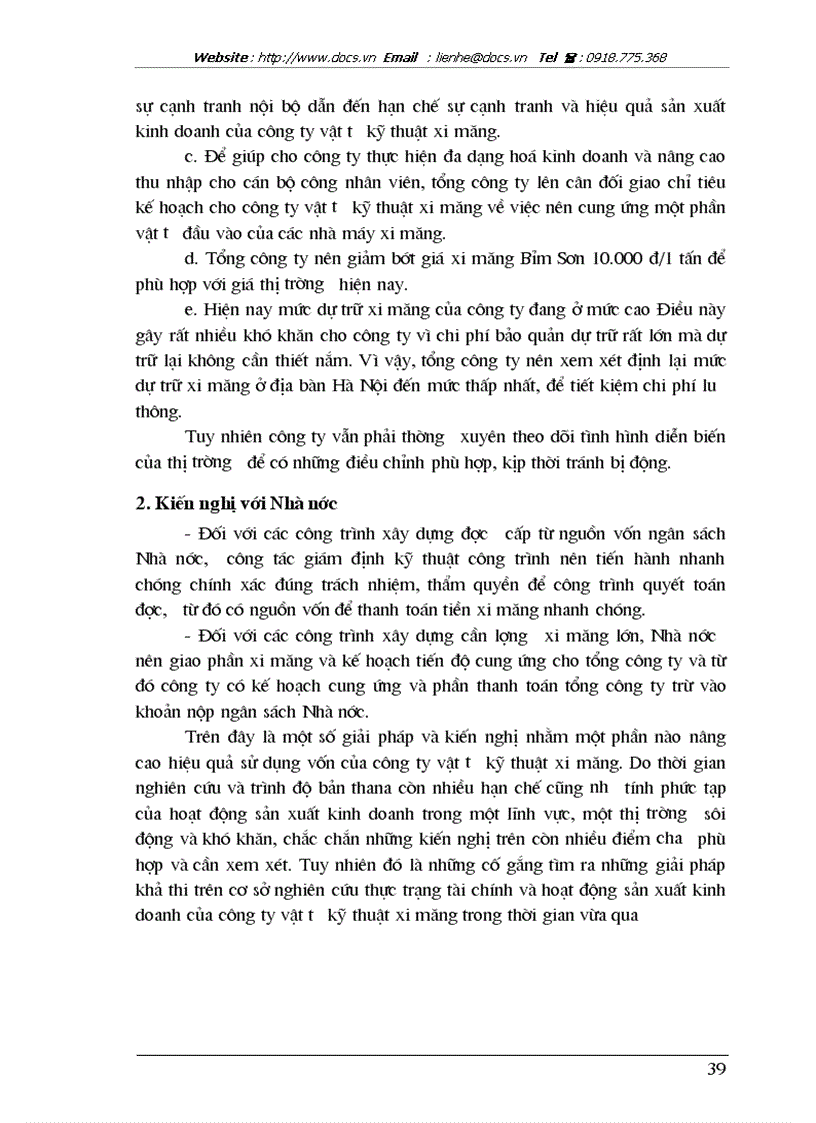 image for page Giải pháp nâng cao hiệu quả sử dụng vốn tại Công ty vật tư kỹ thuật xi măng