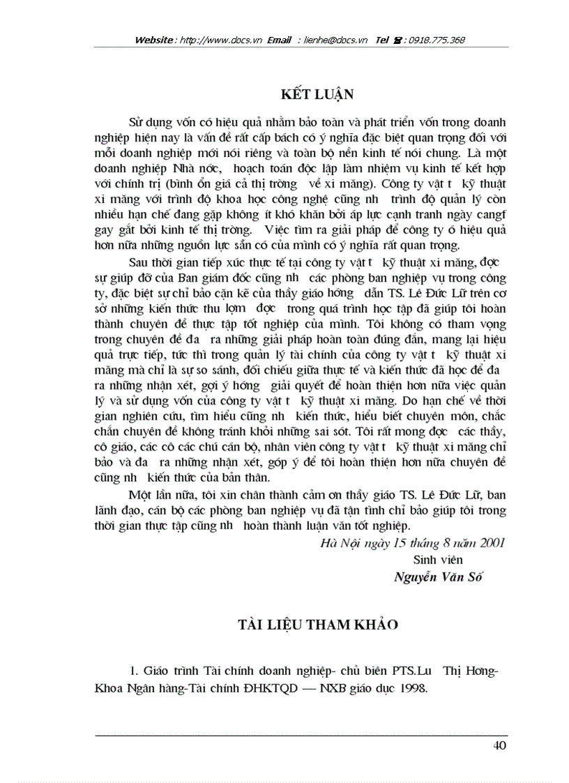 image for page Giải pháp nâng cao hiệu quả sử dụng vốn tại Công ty vật tư kỹ thuật xi măng