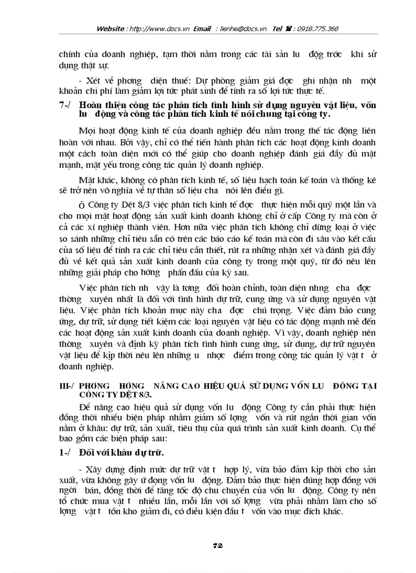 image for page Tổ chức công tác kế toán nguyên vật liệu với việc nâng cao hiệu quả sử dụng vốn lưu động ở Công ty Dệt 8 3
