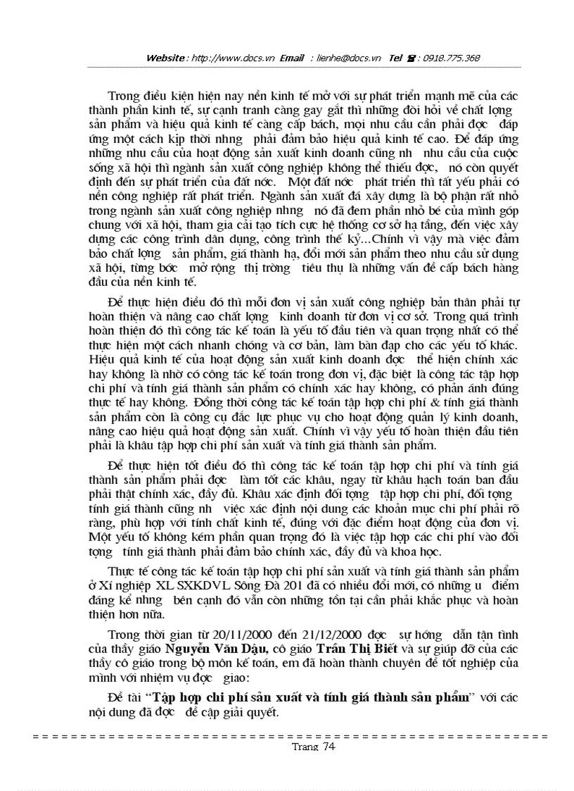 image for page 1số vấn đề về kế toán tập hợp chi phí sản xuất và tính giá thành sản phẩm đá xây dựng ở Xí nghiệp xây lắp Sản xuất kinh doanh vật liệu Sông Đà 20