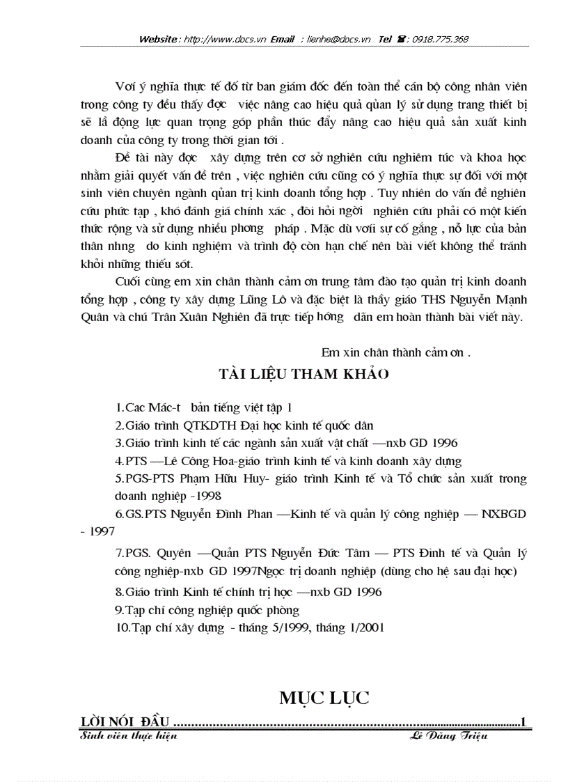 image for page 1số biện pháp nâng cao hiệu quả quản lý sử dụng máy móc thiết bị tại Công ty xây dựng Lũng Lô