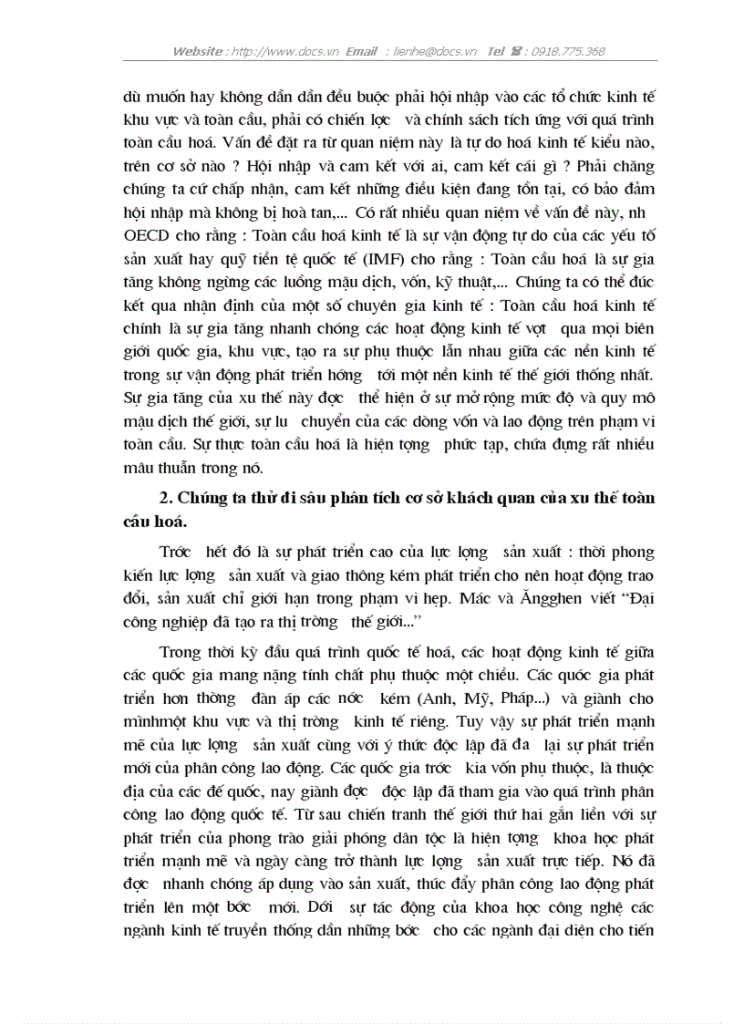 Toàn cầu hoá và vấn đề hội nhập kinh tế quốc tế của VN Thực trạng thách thức và giải pháp lt tiểu luận ngoại thương gt