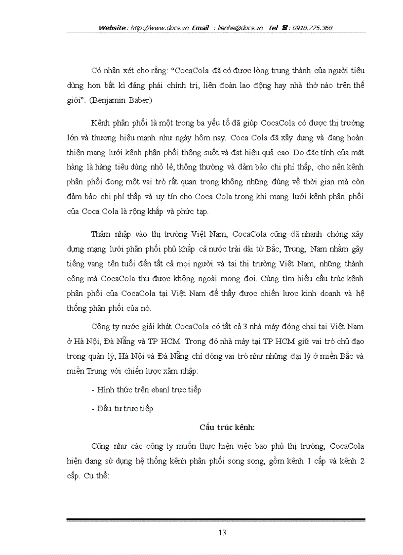 image for page Phân tích hệ thống kênh phân phối của Coca Cola trên thị trường miền Bắc