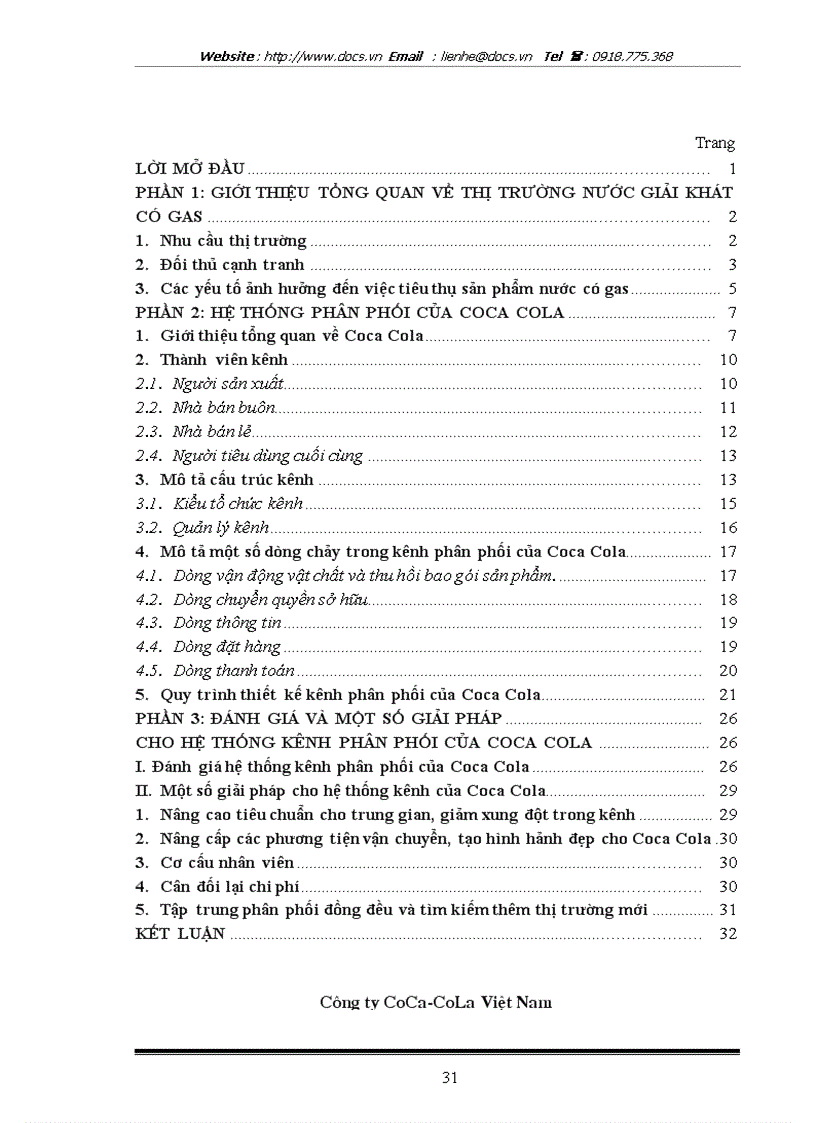 image for page Phân tích hệ thống kênh phân phối của Coca Cola trên thị trường miền Bắc